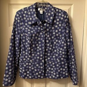 Judith Hart Collection Blue & White Floral Jacket, Size 16, Excellent Condition!